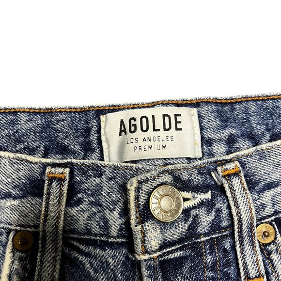 AGOLDE Womens Distressed Cut Off Denim Shorts Size 23 Button Fly Boho - Picture 3 of 5